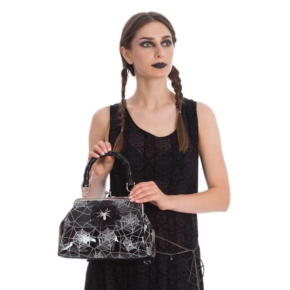 Black Spiderweb Patent Killian Handbag - Picture 3 of 7